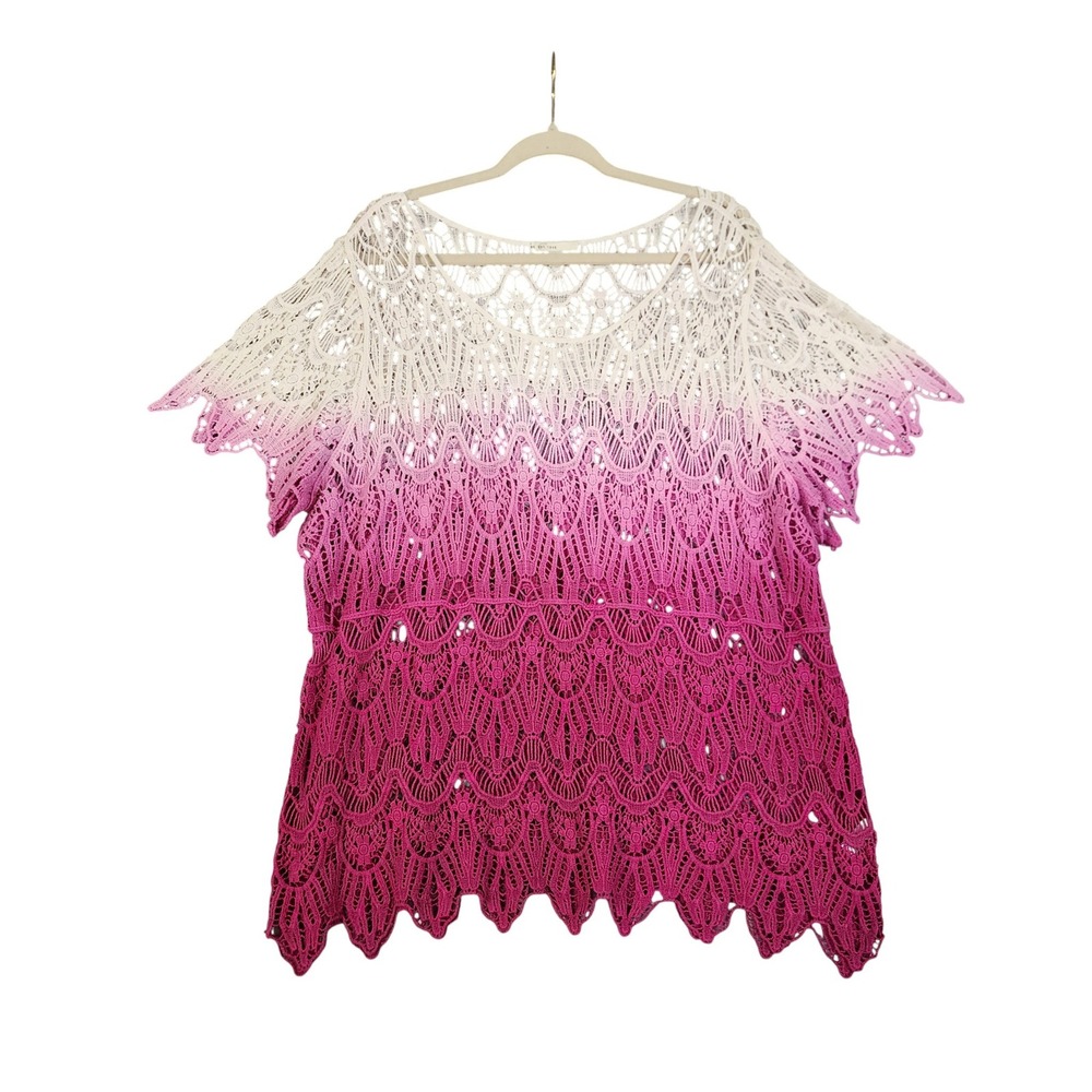 Cato Womens Ombre Crochet Lace Tunic Top Plus Size‎ 22/24 Pink Ombre